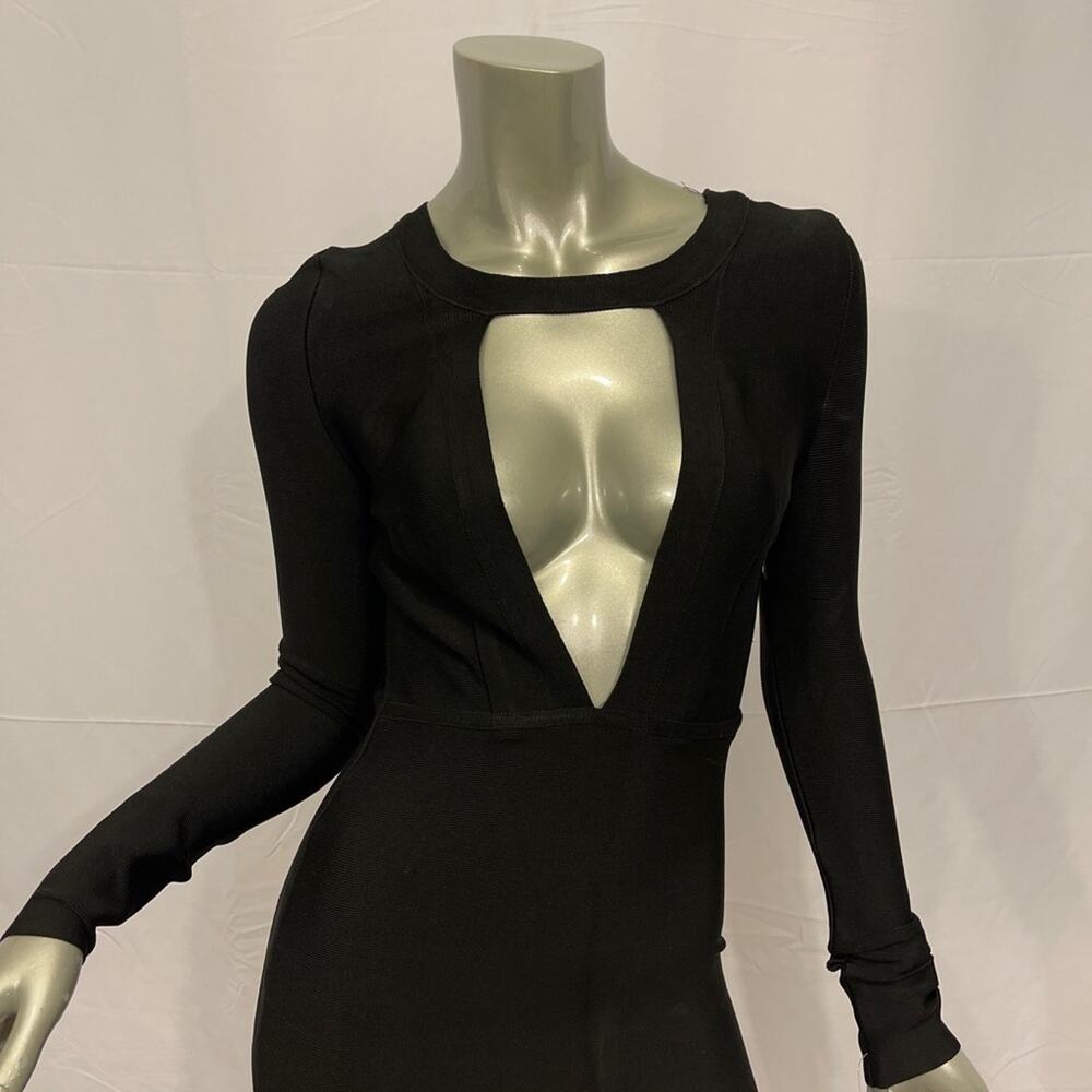 FEMME Los Angeles Black Long Sleeve Bandage Body-con  Cutout Cocktail Dress S - Picture 5 of 12